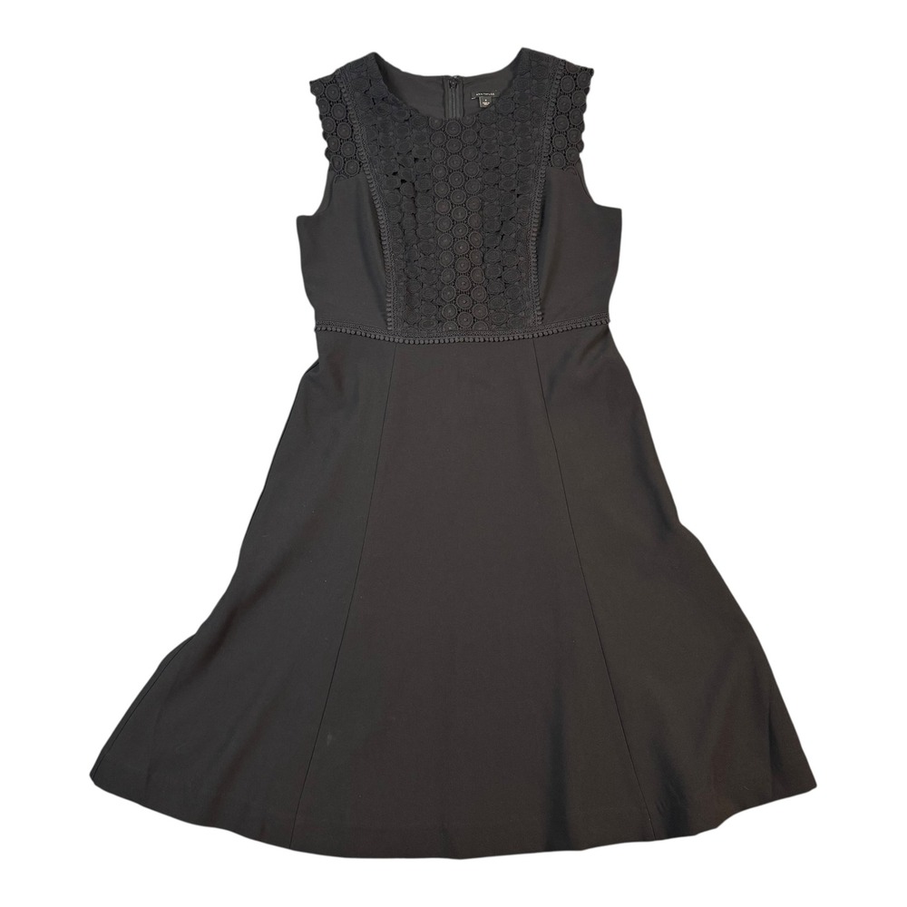 Ann Taylor Black Crochet Lace Bodice Fit and Flare‎ Dress Sleeveless Sz 8 706